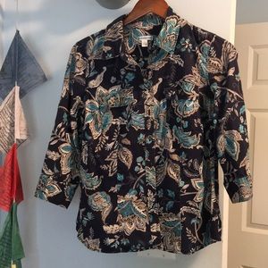 Floral 3/4-Sleeve Top with Vintage Vibes